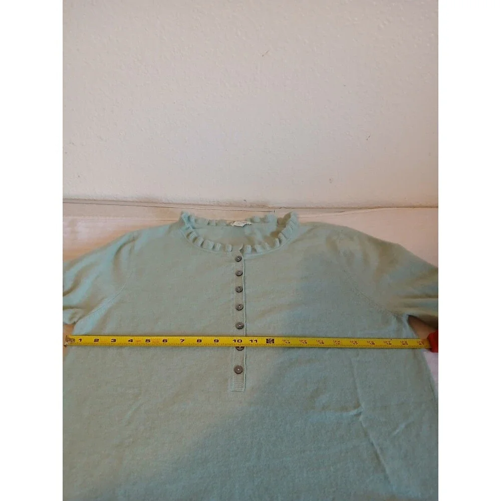 Sundance Knit Sweater Womens XL Aqua Cashmere Wool Blend Ruffle Soft Cozy